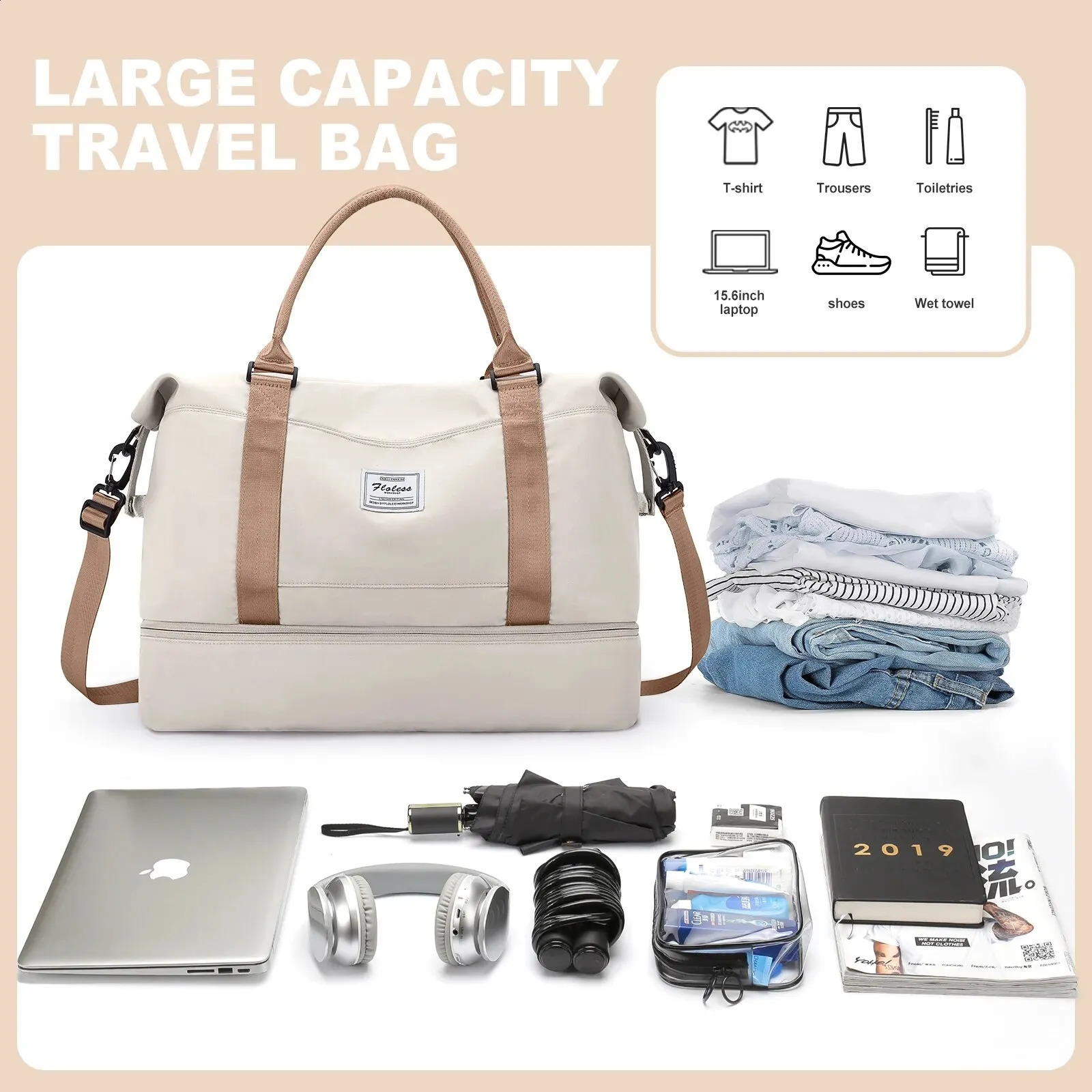 Likros luggage bag travel bag shoe company gym handbag shoulder bag for women overnight on weekends 240822