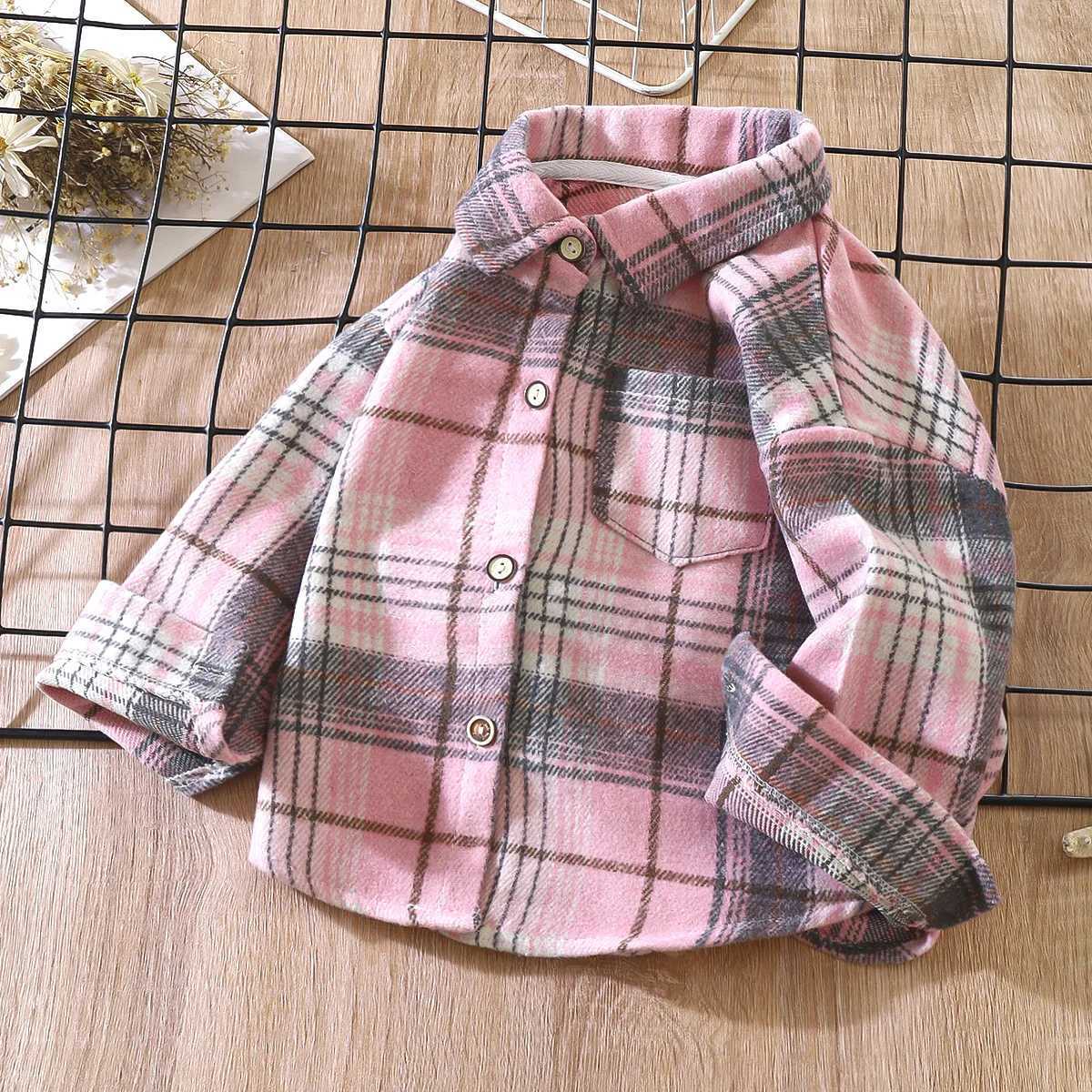 Childrens plain long sleeved spring and autumn retro color matching cardigan 2024 new lapel jacketW240729