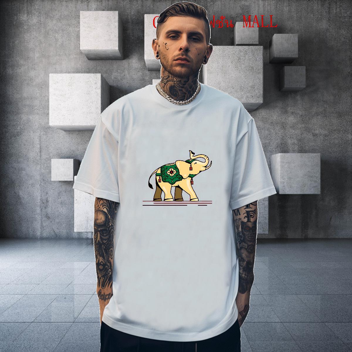 TOP Quality Couples T Shirts 230g Cotton Sports Casual elephant Cartoon Print Breathable Short Sleeve Custom T-Shirts for Men Polos