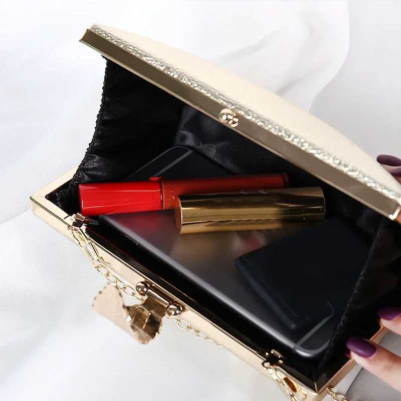 Women Shiny Gold Evening Bag Exquisite Leaf Long Purse Female Bridal Wedding Party Handbag Mini Banquet Day Clutch with ChainXJ240729
