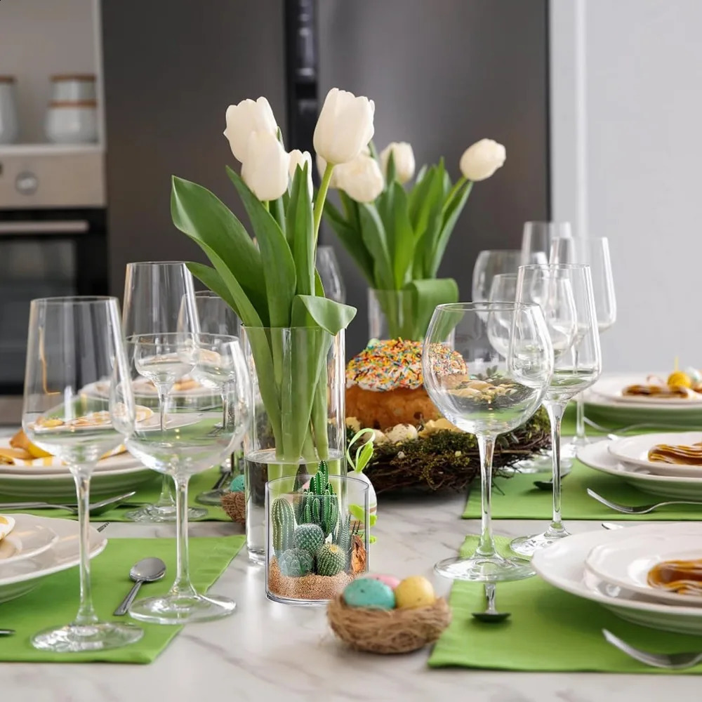 16 Pack Glass Cylinder Vases 46810 Inch Tall Clear Flower Vase Hurricane Floating Candle Holder for Table Centerpiece Wedding 240729