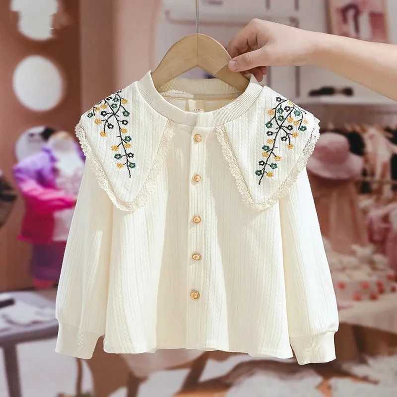 Teenage Girl Shirt 2023 New Spring/Summer Autumn Dress Top Girls Doll Collar Shirt Fashion Childrens ShirtW240729