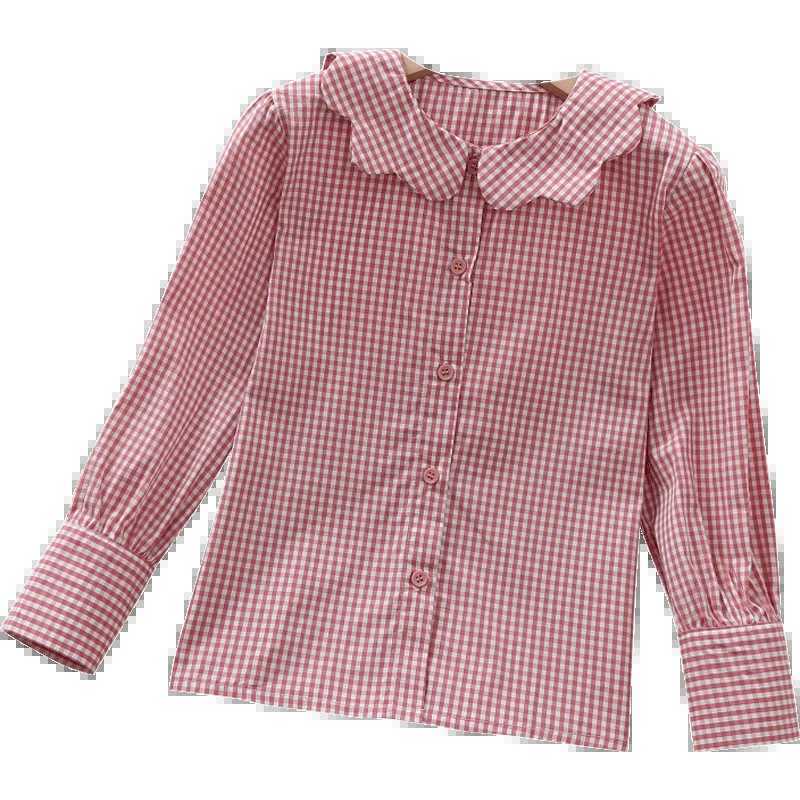 Teenage shirt girl blonde school uniform spring long sleeved cotton dress childrens clothing childrens top 8 10 12 years oldW240729
