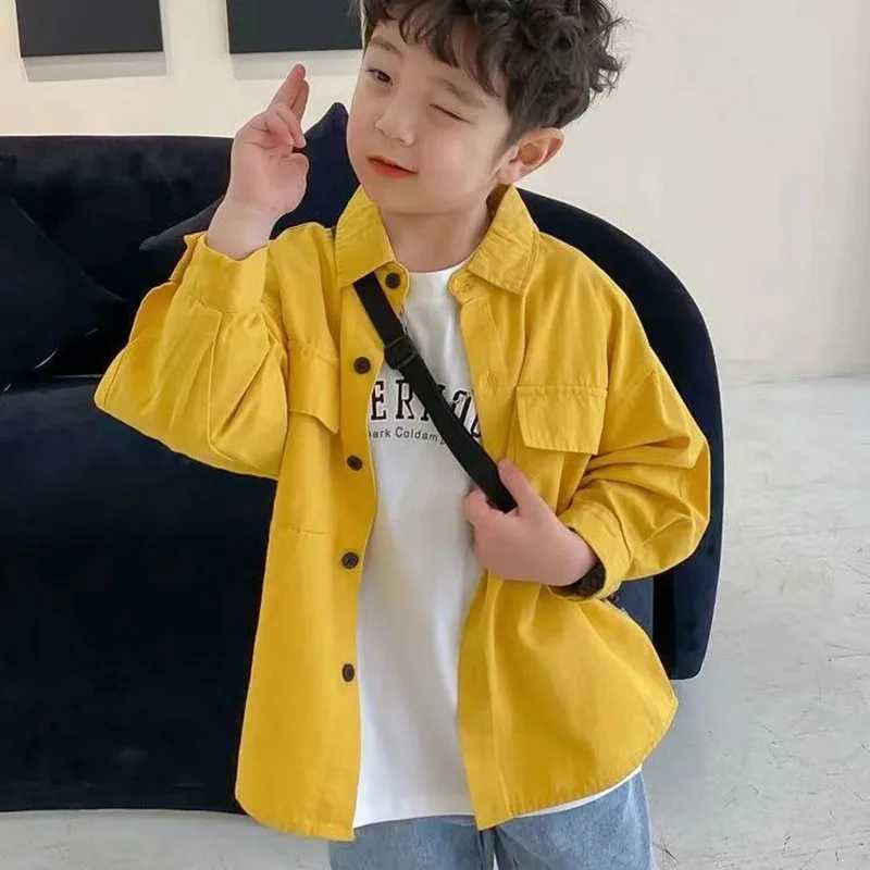 Childrens boys shirts childrens clothing baby cotton spring and autumn boys shirts loose fitting long sleevesW240729
