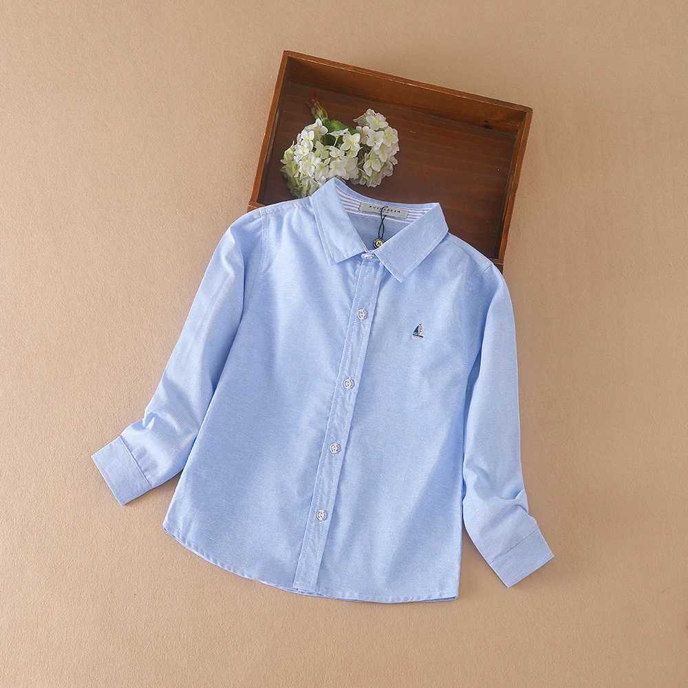 Boys clothing school uniform shirt spring and autumn long sleeved lapel childrens shirtW240729