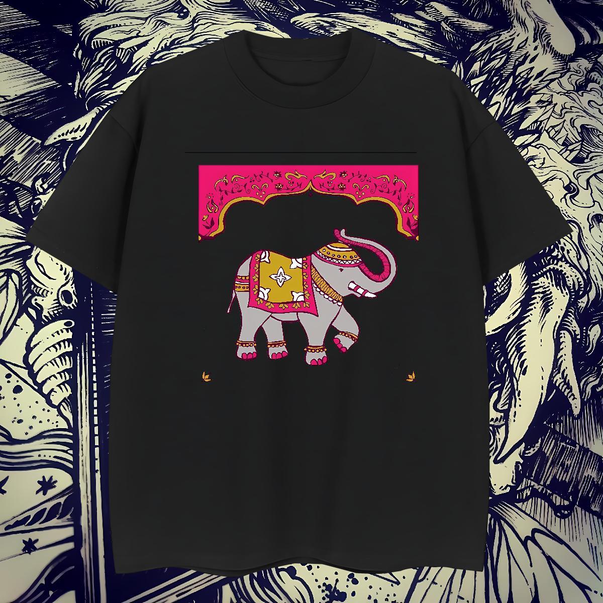 Soft Men Tees 230g 100% Cotton Home Outdoor Elephant Floral Print O-Neck Short Sleeve Designer Fashion T shirt Clothings