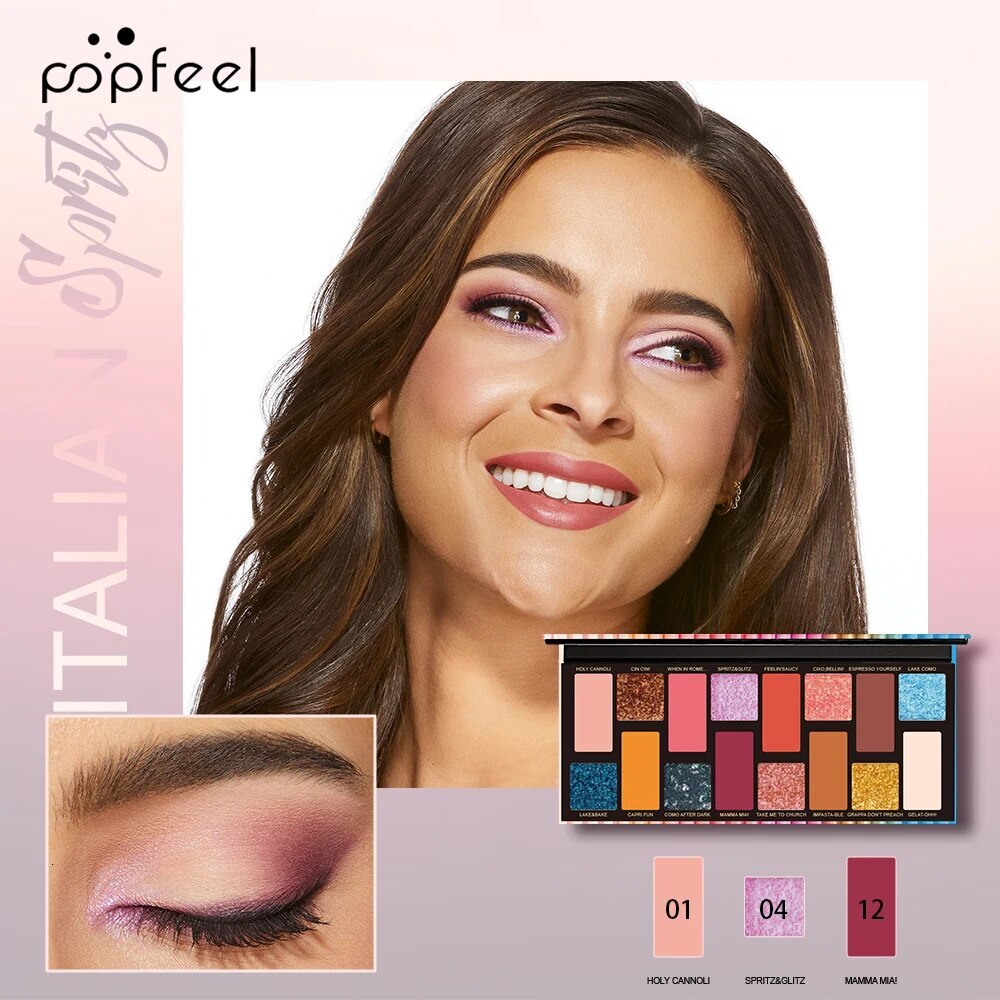 16 Colors Eye Makeup Palette, Matte Shimmer Glitter Metallic Eyeshadow Palette F729-10