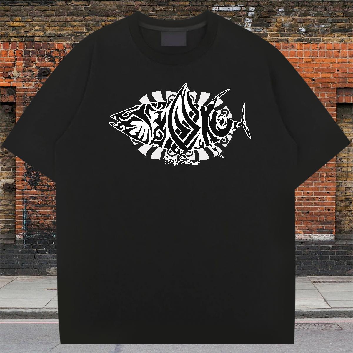 Loose Men Clothes T-Shirt 100% Cotton 230g Casual Daily Wear fish Custom Print Plus Size Breathable Short Sleeve Designer T Shirts Men Tops Tees