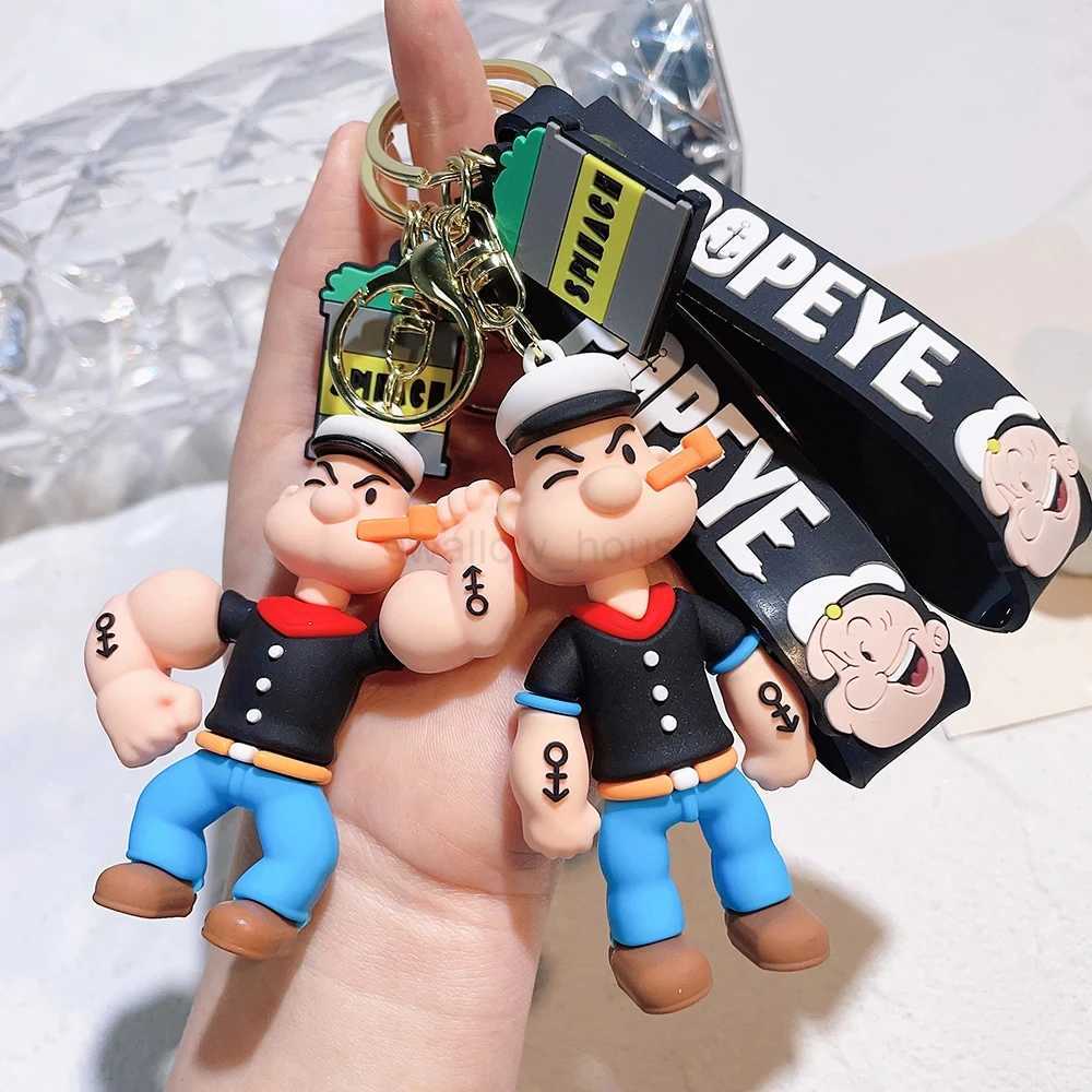 Creativity Popeye The Sailor Keychain Kawaii Doll Anime Figure Popeye Pendant Backpack Car Keyring Accessories Pvc Toys GiftL240729