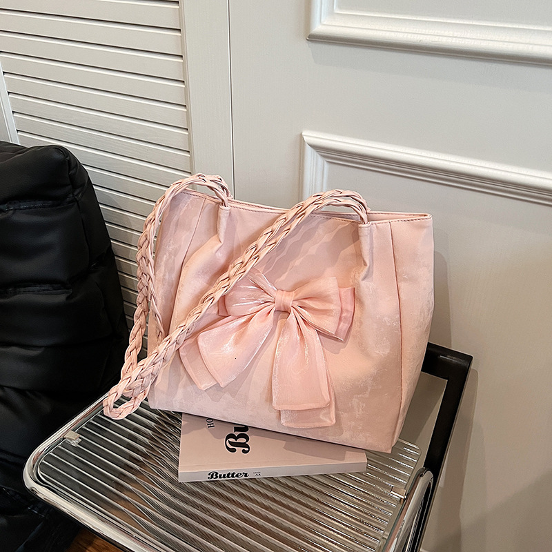 Women's niche design for handbags, bow tie, contrasting color single shoulder bag, 2024 trendy and versatile casual tote women's bag H729#13