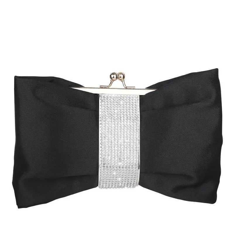 Luxy Moon Black Clutch Bag Women Bow Handbag Luxury Crystal Diamond Clutch Purse Party Wedding Bag Elegant Shoulder BagXJ240729