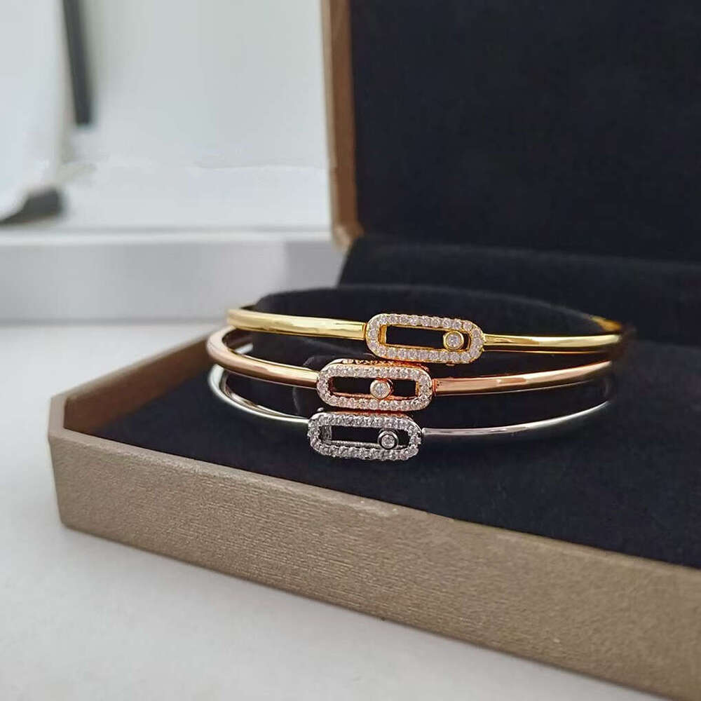 Charm Bracelets Charm Bracelets Brand Designer Bangle S Sterling Sier Square Classic Three Movable Zircon Cuff Bangle For Women Party Gift Lovers 24