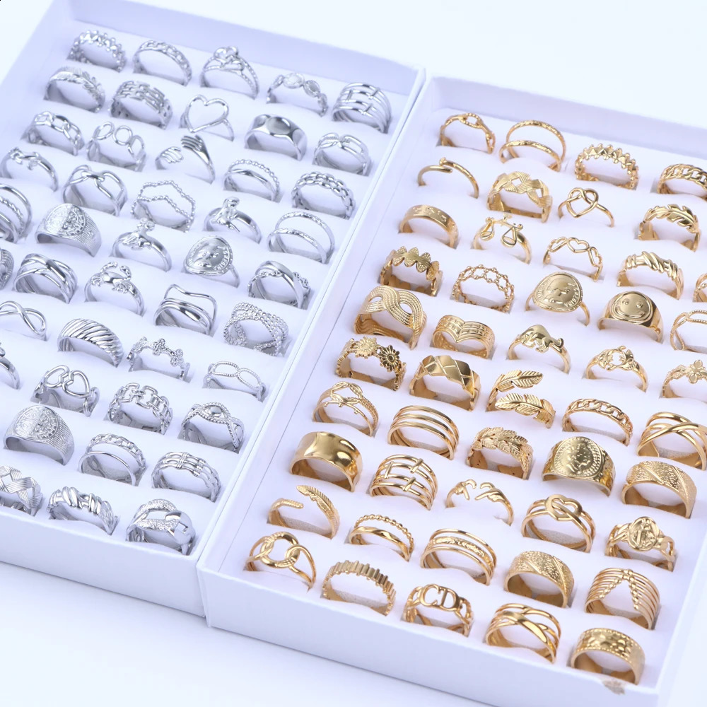 20 piecesbatch of fashionable stainless steel adjustable rings suitable for women mixed style heartshaped snake flower open ring jewelry no fading 240