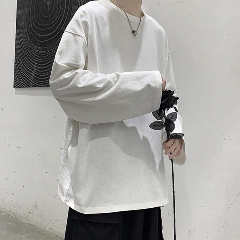 100% Cotton Oversize Mens Women T-shirt Man Long sleeves Pure Color Men t shirt T-shirts For Male Female Tops 240812