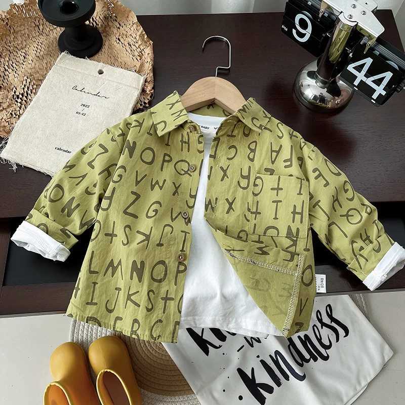Childrens shirts spring thin shirts baby boy stripes cotton tops long sleeved shirts for children aged 1 2 3 and 4W240729