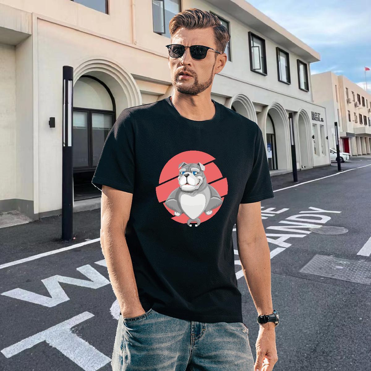 Wholesale Mens Tshirts 100% Cotton 230g Outdoor dog Custom Big Size Breathable Crew Neck New Designer T-Shirts for Men Clothings