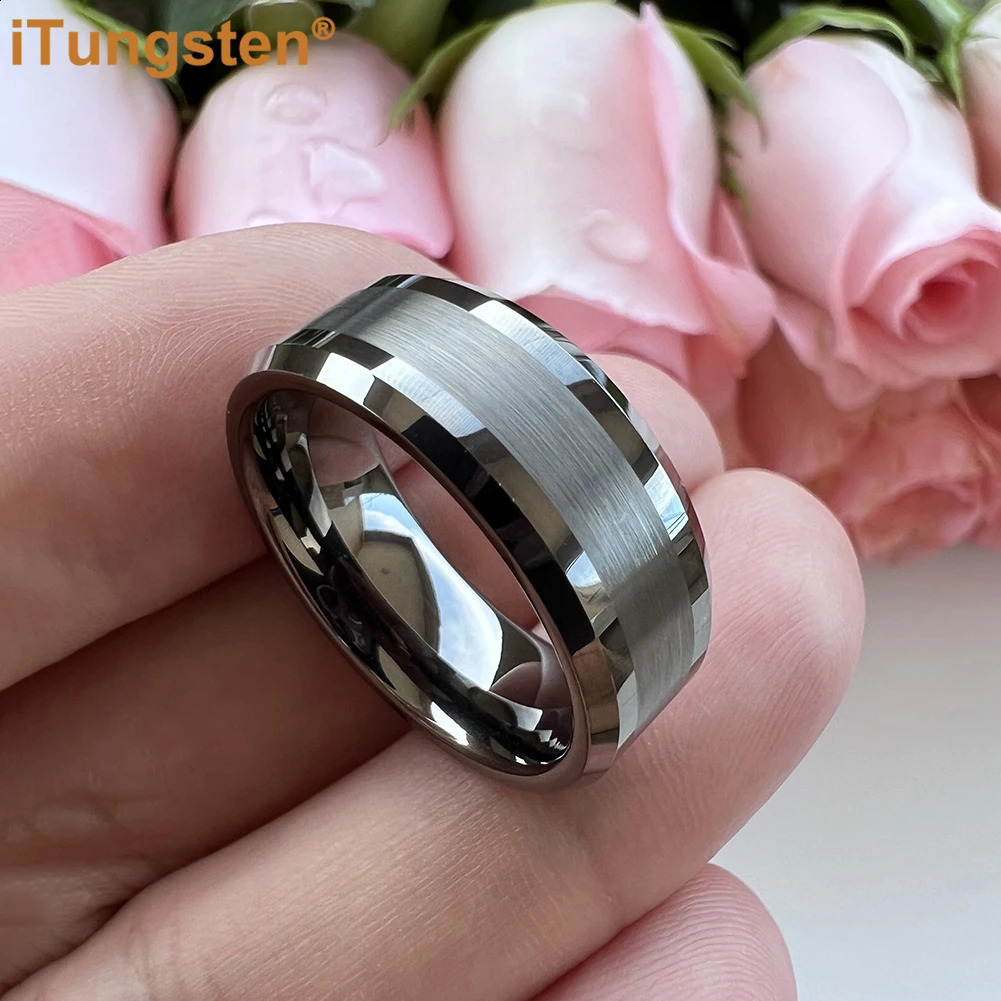 ITungsten 6mm 8mm engagement and wedding ring goldplated tungsten finger mens couple fashion jewelry comfortable fit 240723