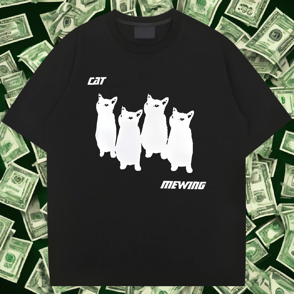 Soft Mens Tshirts 230g Pure Cotton Outdoor cat DIY Logo Oversized Breathable Short Sleeve Free Shipping Mens T Shirts Clothings