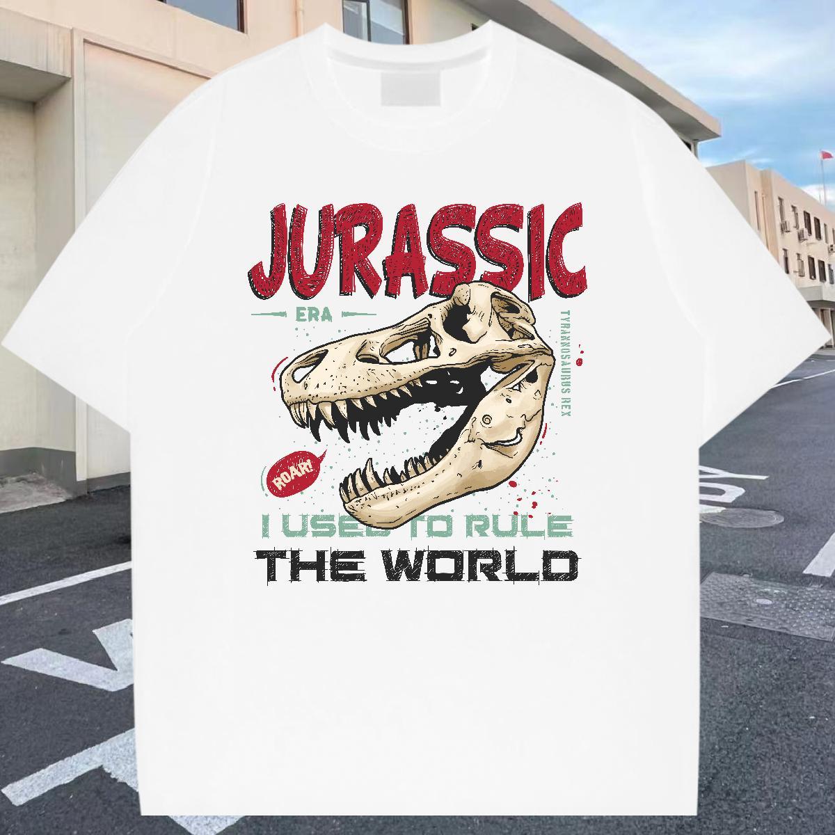 Comfortable Men Tshirts 230g Pure Cotton Anime Printing Street dinosaur DIY Anime O Neck Short Sleeves Brand T Shirts Men Clothes