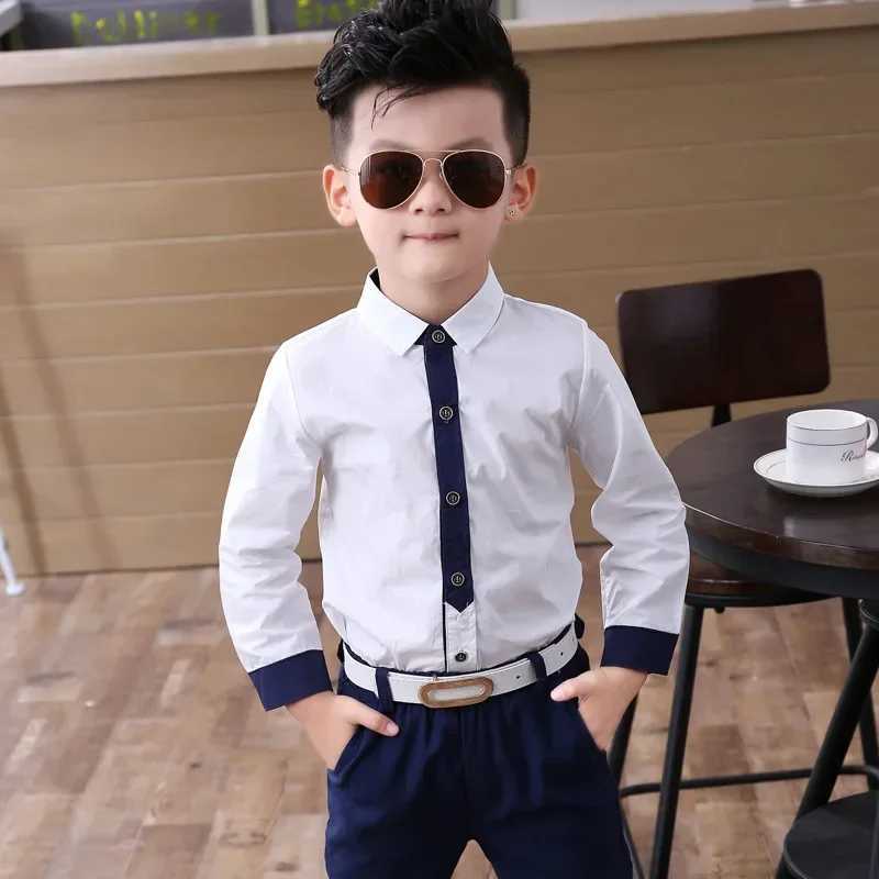Boys shirt for children aged 2 to 10 2024 spring/summer long sleeved shirt Korean style jacket childrens collar jacketW240729