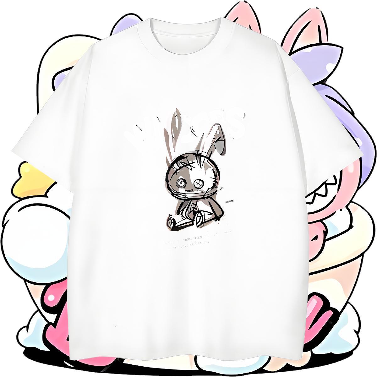 Classic Men Tees 230g Cotton Sports Casual rabbit DIY Anime Breathable Crew Neck Fashion New Men T Shirts Tops Shirt