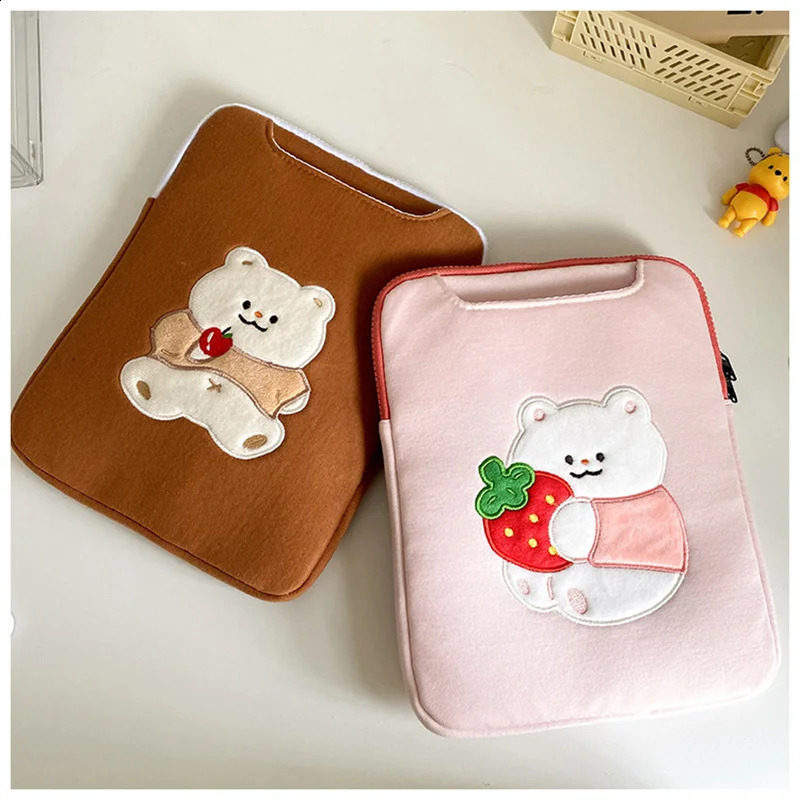 Cute Bear Women Laptop Hand Bag Sleeve Pouch 11 12 13.3 14 15 15.6 Inch Computer Bag Accessories 240729