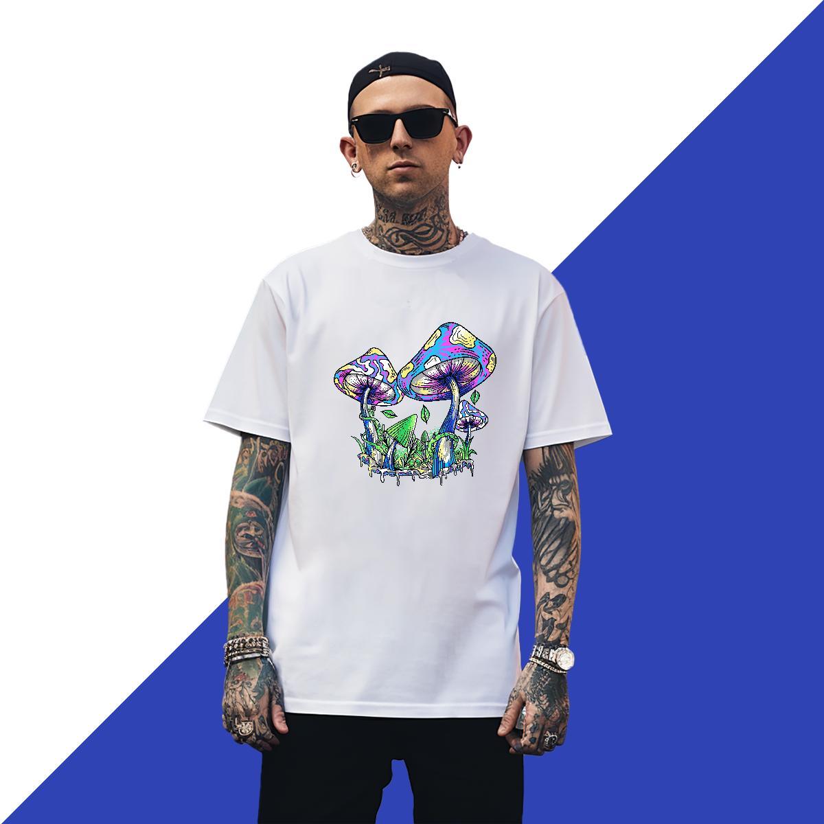 TOP Quality Men Tops Tees 230g Cotton Spring Summer mushroom Custom Cartoon Crew Neck Factory Direct Man T Shirts Top Tees
