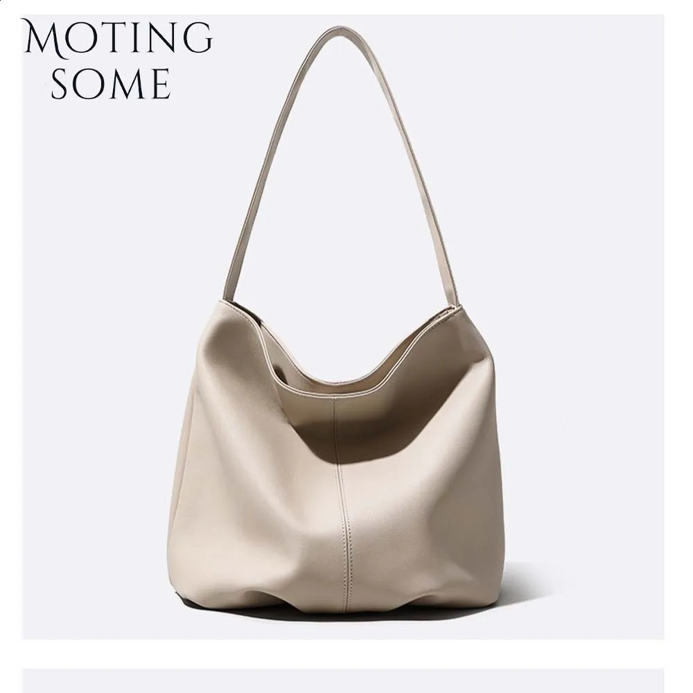 Motingsome Minimalism Style Soft Cowhide Women Bags Shoulder Handbag and Purses Fashion Lady Oversize Casual Tote Black 2024 240729