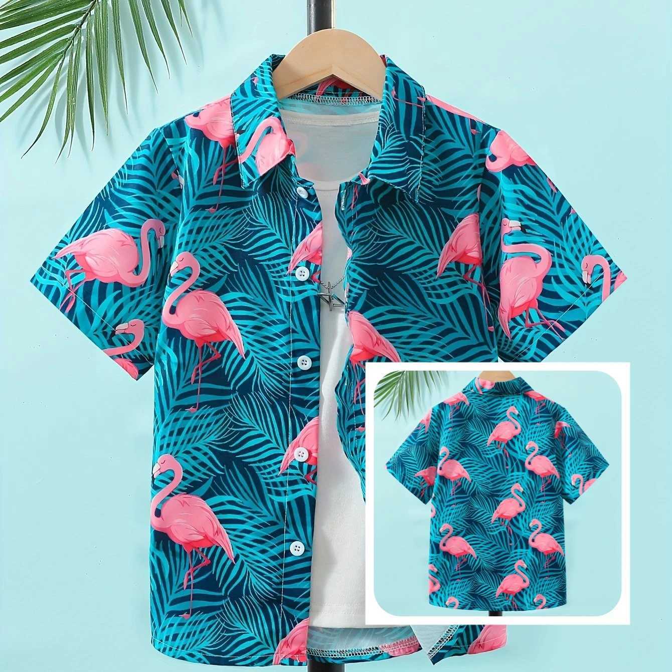 2024 childrens clothing casual loose fit short sleeved cool and comfortable summer beach boys and girls holiday childrens boys clothingW240729