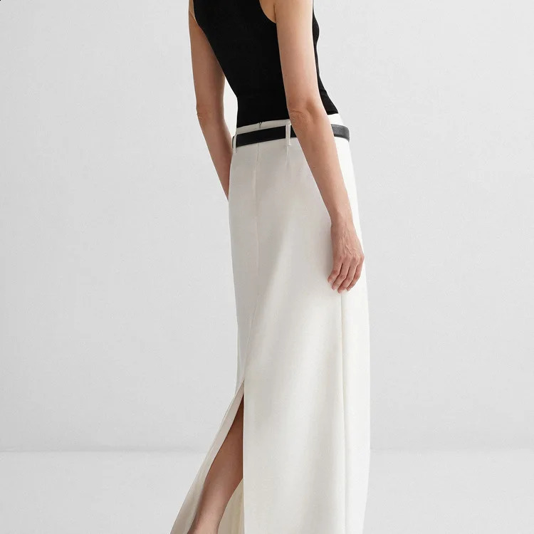 Casual White Straight Skirts Woman Fashion Elegant High Waist Long Skirts Simple Office Lady Skirt Female Clothing 240729