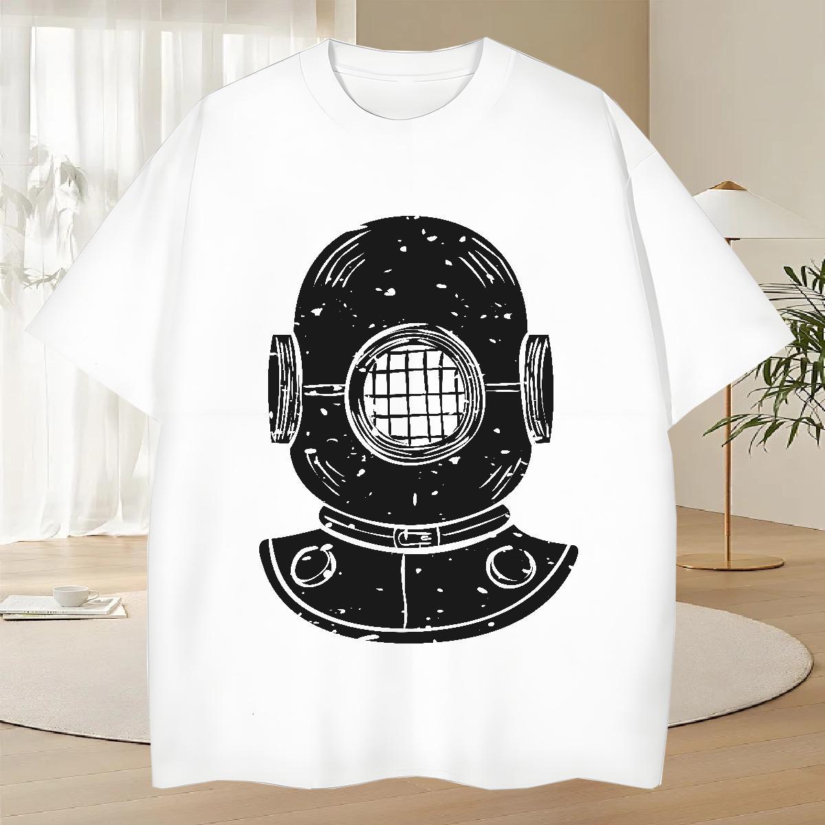 Loose Men Tees 230g Pure Cotton Sports Casual ET Cartoon Print Crew Neck Breathable Custom T-Shirts Tops Shirt