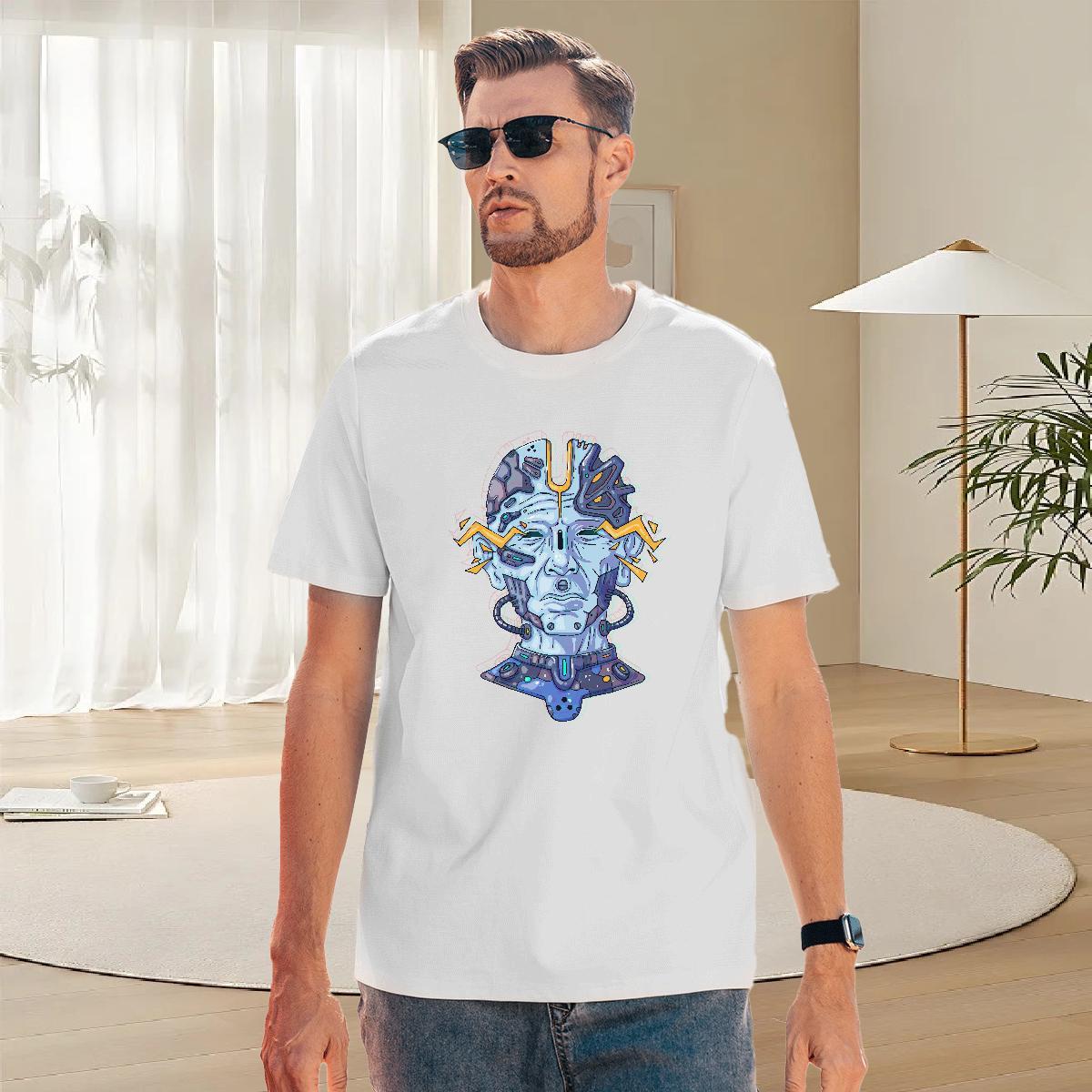 Soft Men Tees 230g 100% Cotton Daily Wear ET Custom Anime Pure Cotton Fashion Casual T shirt Tops
