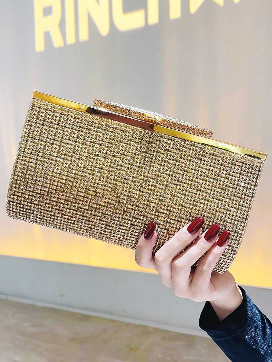 Glitter Rhinestone Clutch For Women Crystal Purse Crossbody For Bridesmaid Wedding Party Handbag Luxury Silver Evening BagXJ240729