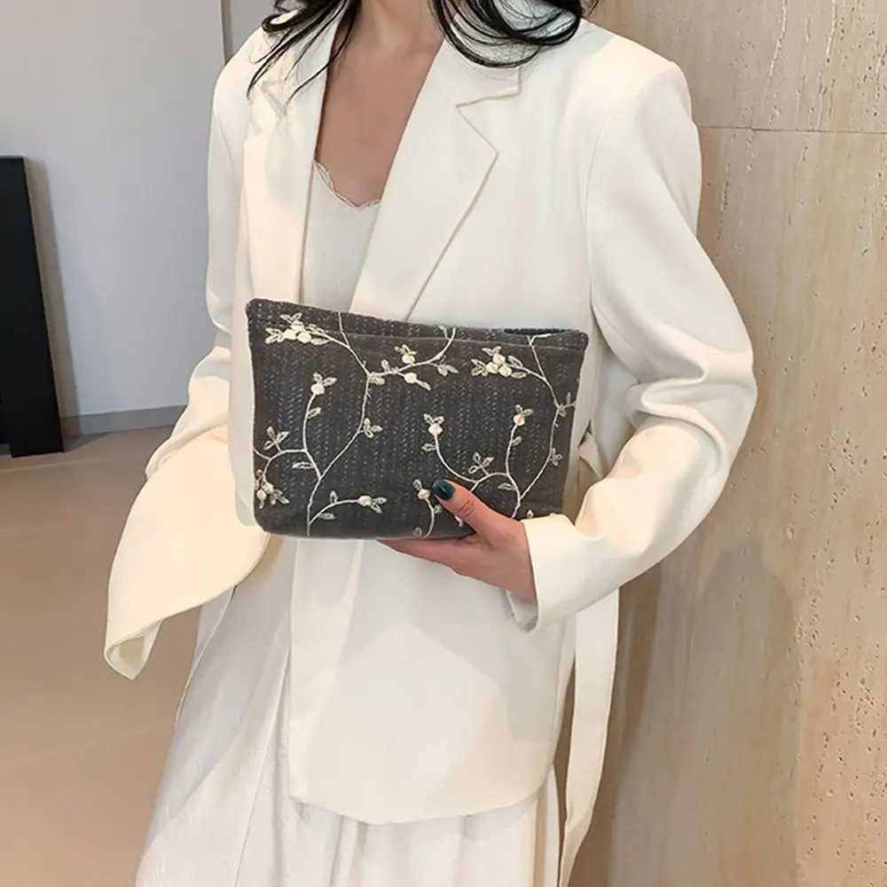 Rattan Handbag Fashion Handheld Minimalism Clutch Bag Business Straw Handmade Braid Bag SummerXJ240729