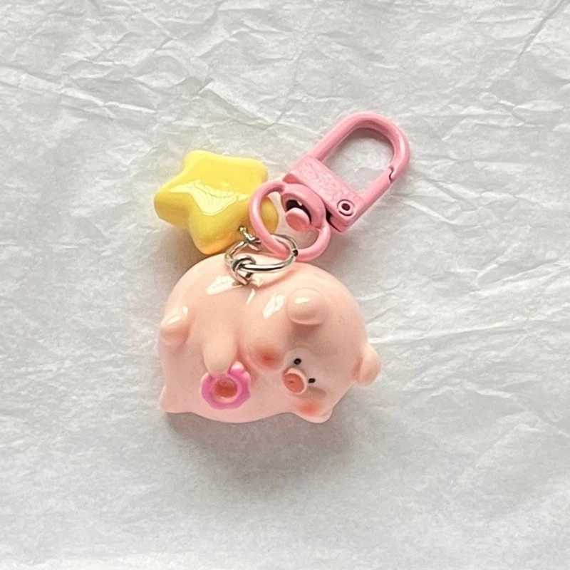 3D Pink Pig Keychain Pendant Cartoon Resin Charm Key Rings Hangings Keychain For Girl Boy DropshippingL240729