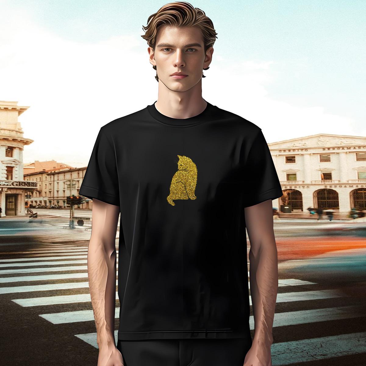 Free Shipping Men Tops Tees 230g Cotton Daily Wear cat Custom Printed Breathable Short Sleeve Customized Men T Shirts Clothings