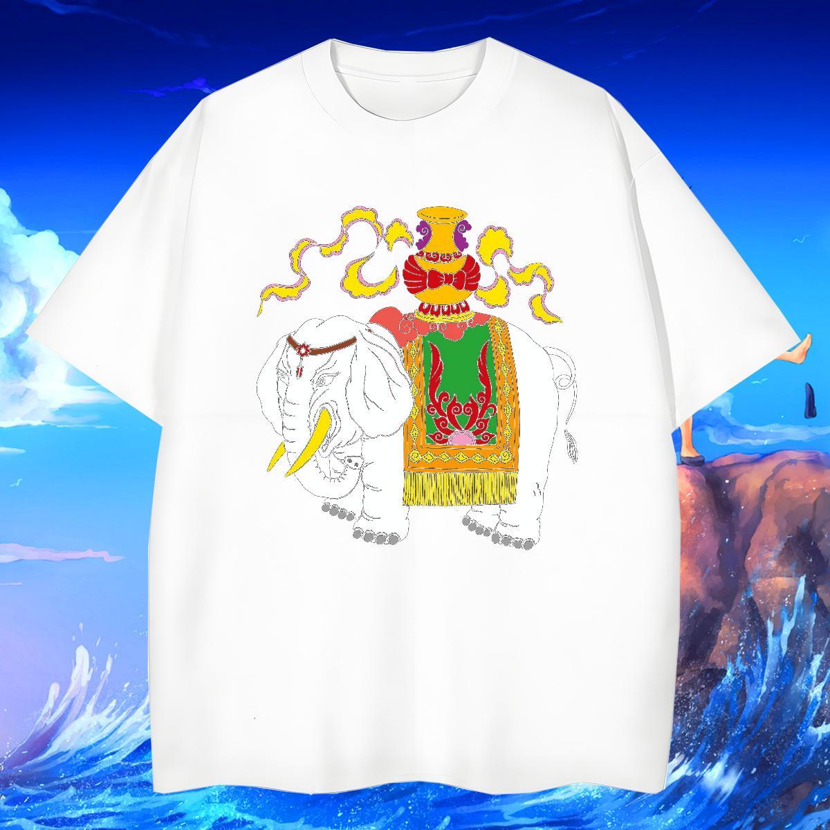 Designer Men Tops Tees 230g 100% Cotton Summer Casual elephant Skull O Neck Short Sleeves DIY Man T Shirts Clothings