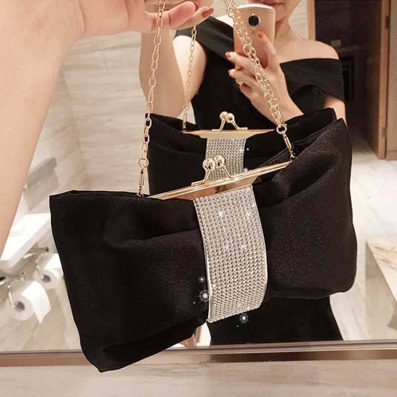 Woman Evening Bag Rhinestone Clutch Crystal Dinner Clutch Wallet Wedding Purse Party Banquet Black ButterflyXJ240729