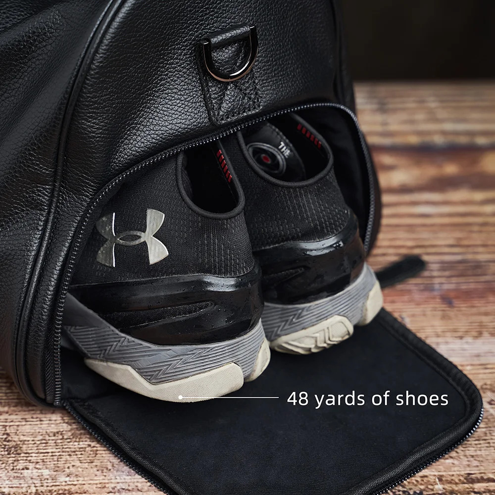 Mens Travel Bag Genuine Leather Casual Hand Luggage Bag High Capacity Duffle Shoulder Shoe Pocket For 17 Inch Laptop NUPUGOO 240729