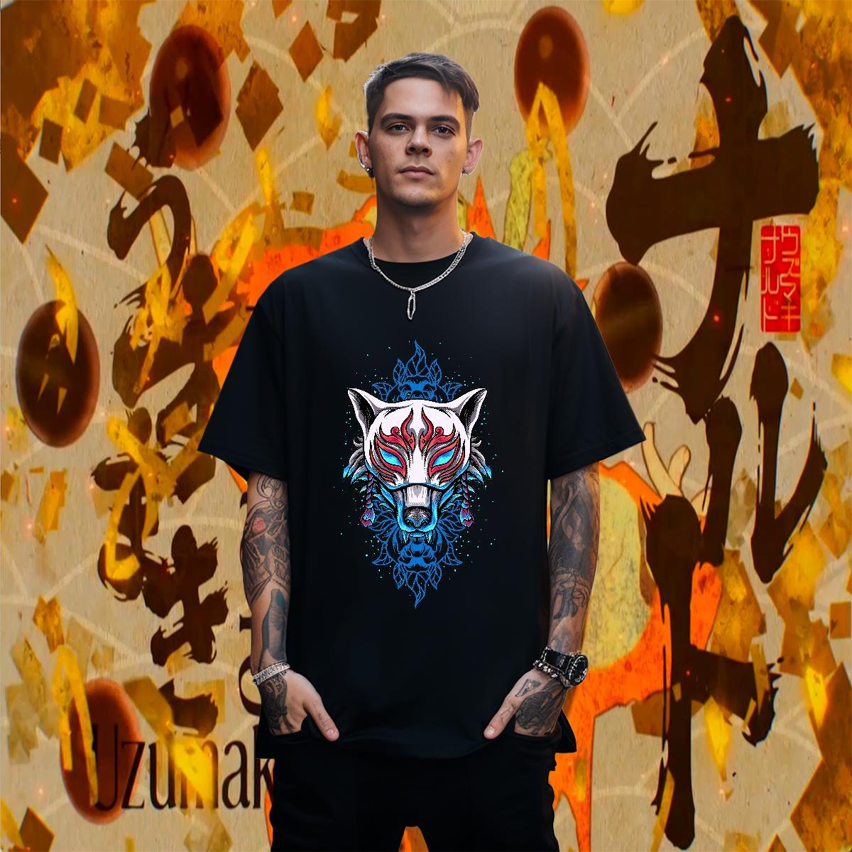 High Quality Mens Tshirts 100% Cotton 230g Spring Summer wolf Graphic Round Neck Short Sleeve Classic Mens T Shirts Tee Shirt