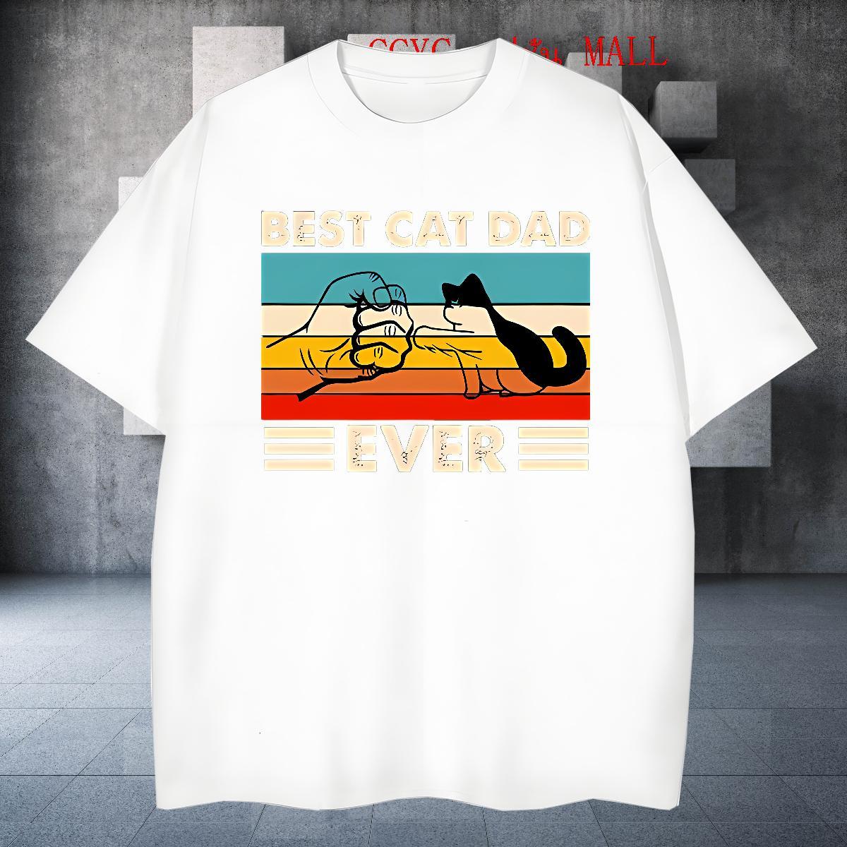 TOP Quality Men Tshirts 230g Pure Cotton Beach cat Oversized 3XL 4XL Short Sleeve O-Neck Custom T-Shirts for Men Tees Shirts