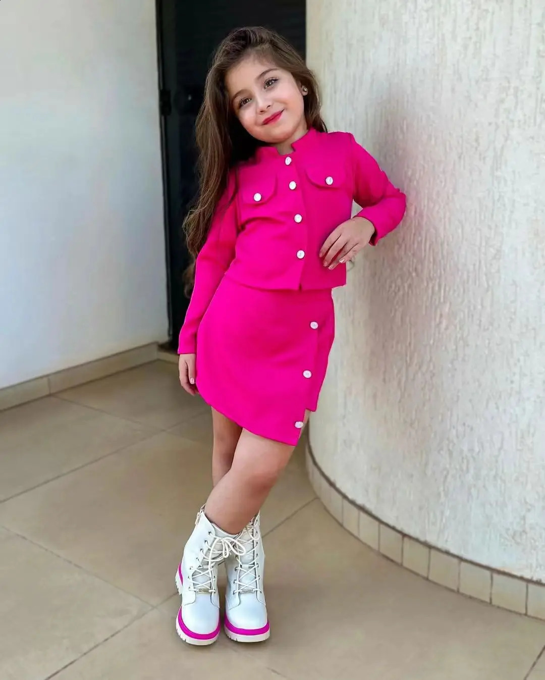 Winter Girls Suit Childrens Clothing Long-sleeved Coat And Short Skirt Two-piece Set Kids Dress For 3 4 5 6 7 8 Years 240729