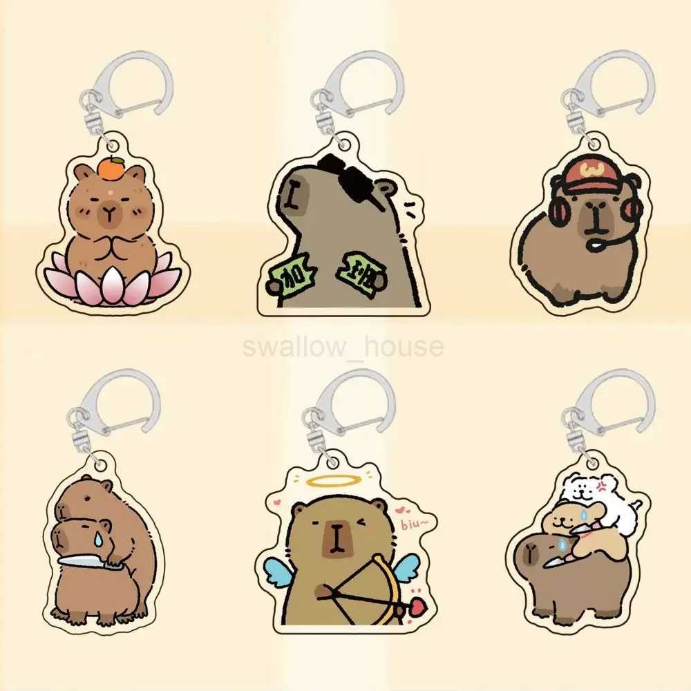 Hot Sale Cute Cartoon Capybara Acrylic Keychain Pendant Backpack Car Bag Key Ring Decor Friend GiftL240729