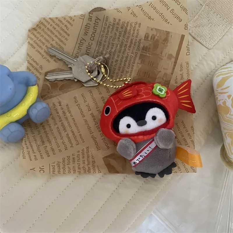 1Pc Kawaii Penguin Plush Doll Keychain Stuffed Taiyaki Design Toys Cartoon Cute Animal Plush Toy Plush Key Ring Bag PendantL240729