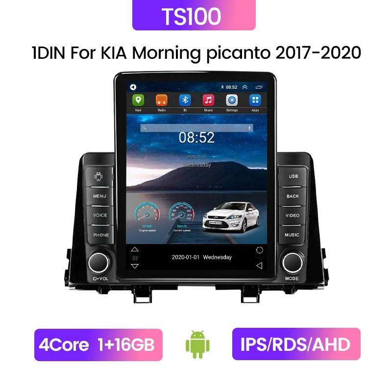 2 DIN Android 13 Car Video Stereo Radio Multimedia Player for KIA PICANTO Morning 2016-2019 Multimedia Stereo GPS BT