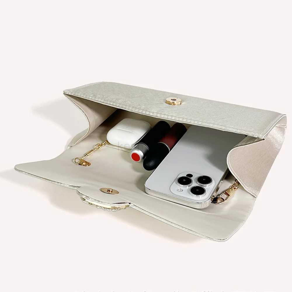 Rhinestone Square Buckle 2023 Dinner Bag High-end Satin Diamond Womens Bag Bridal Wedding Clutch Purse Shoulder Bag Luxury PromXJ240729