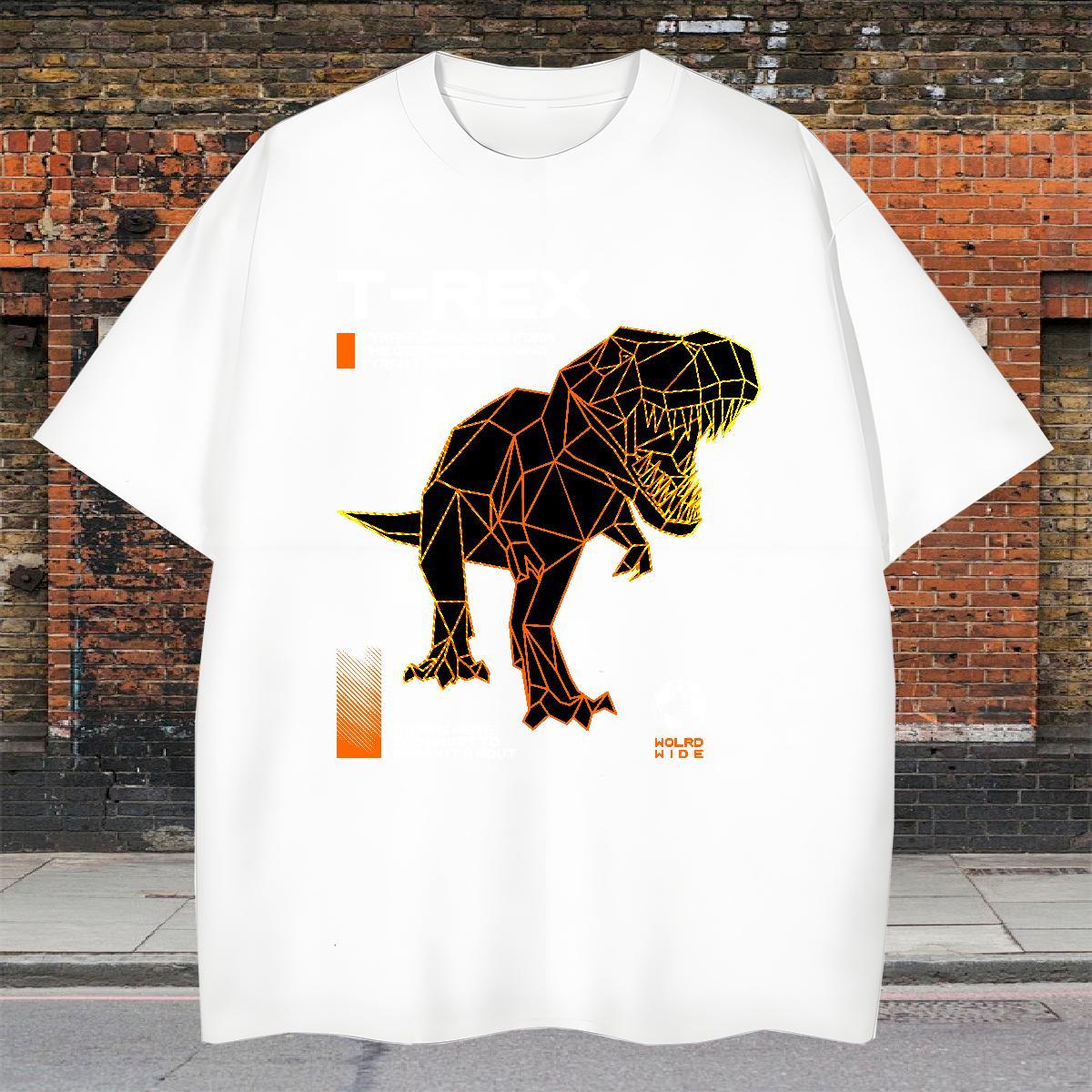 Popular Couples T Shirts 100% Cotton 230g Street dinosaur Oversized O Neck Short Sleeves 2024 Designer Men T Shirts Tops