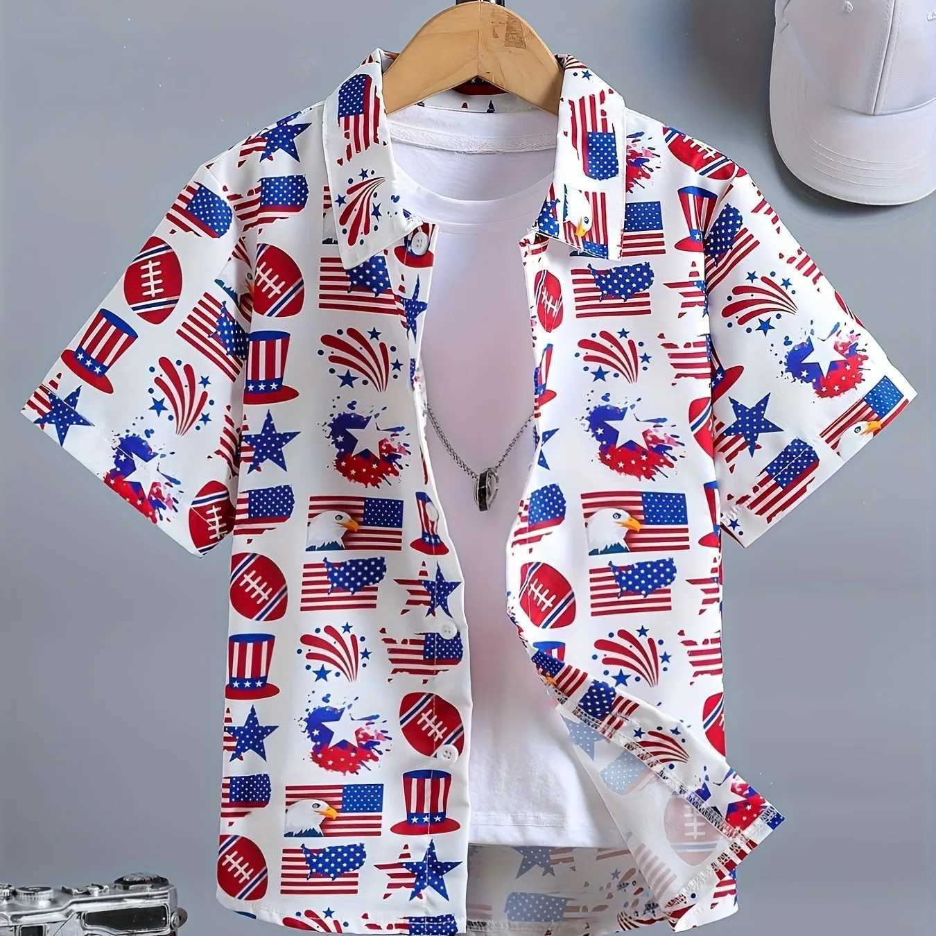 2024 casual loose fit shirt childrens short sleeved cool and comfortable summer beach suitable for boys and girls to wear childrens shirts on holidays