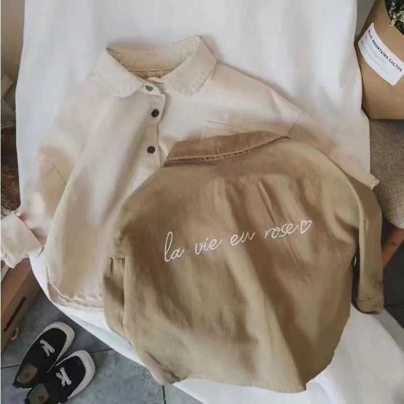 Japanese cotton mens clothing 2023 childrens loose long sleeved lightweight shirt childrens top childrens clothing 1 3 5 7 YW240729