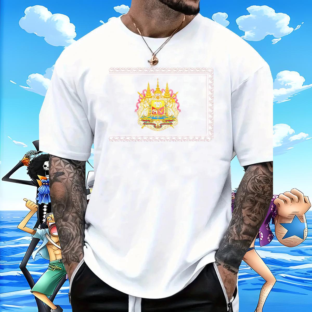 Loose Fit Men Tshirts 230g 100% Cotton Beach elephant Custom Print Oversized Breathable Short Sleeve Stylist Men T Shirts Clothings